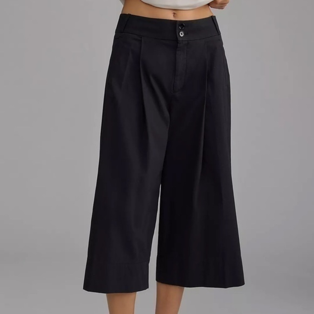 Anthropologie Cropped Wide-Leg Trousers